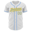 Custom White Light Blue-Yellow Authentic Baseball Jersey