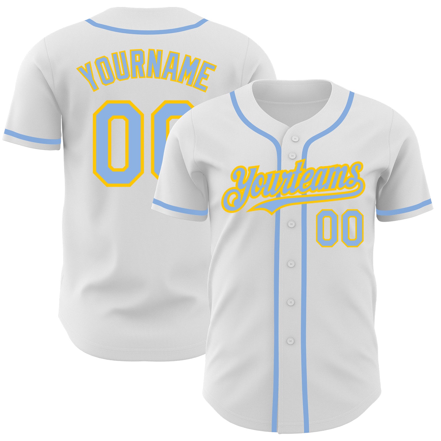 Blue and yellow store baseball jersey