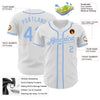 Custom White Light Blue Authentic Baseball Jersey