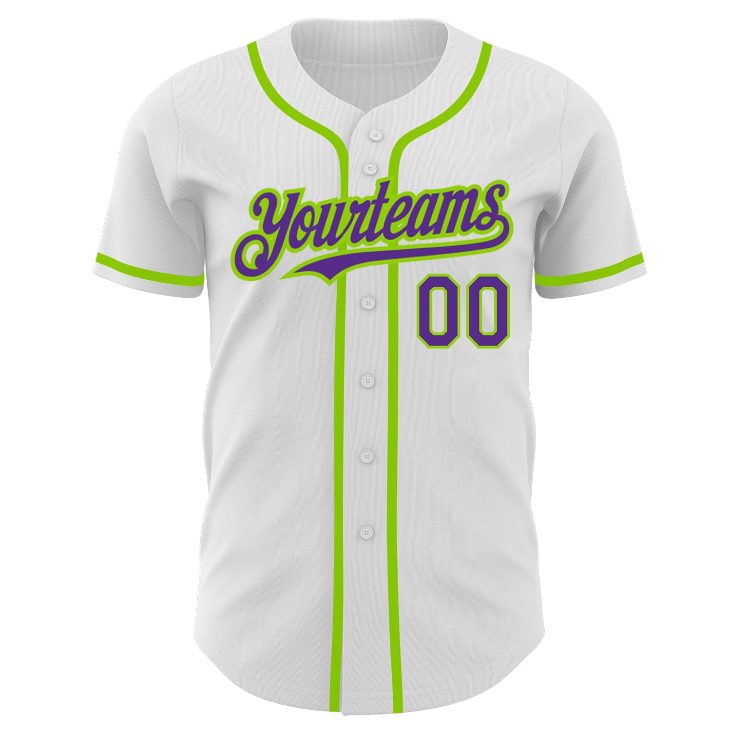 Custom Purple Neon Green-White Authentic Baseball Jersey