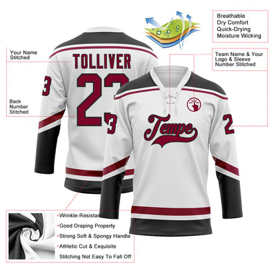 Custom Maroon Hockey Jersey White - FansIdea