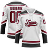 Custom White Maroon-Black Hockey Lace Neck Jersey