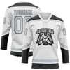 Custom White Silver-Black Hockey Lace Neck Jersey