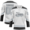 Custom White Silver-Black Hockey Lace Neck Jersey