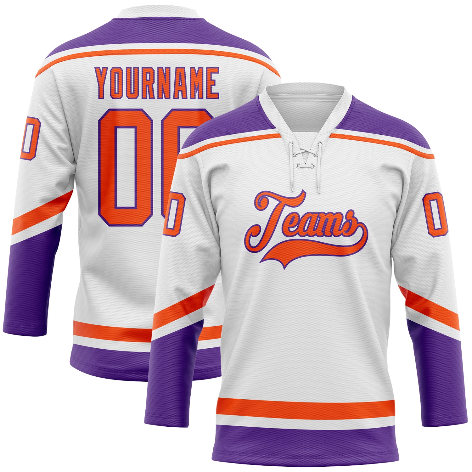 Custom Orange White-Purple Hockey Jersey Men's Size:2XL