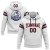 Custom Stitched White Navy-Orange Football Pullover Sweatshirt Hoodie