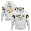 Custom Stitched White Old Gold-Steel Gray Football Pullover Sweatshirt Hoodie