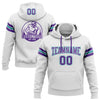 Custom Stitched White Purple-Teal Football Pullover Sweatshirt Hoodie