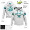 Custom Stitched White Teal-Gray Football Pullover Sweatshirt Hoodie