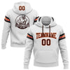 Custom Stitched White Brown-Orange Football Pullover Sweatshirt Hoodie