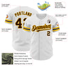 Custom White Brown-Gold Authentic Baseball Jersey