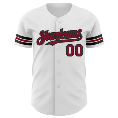 Custom White Crimson-Black Authentic Baseball Jersey