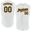 Custom White Green Pinstripe Orange Authentic Sleeveless Baseball Jersey