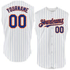 Custom White Royal Pinstripe Royal Authentic Sleeveless Baseball Jersey