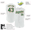 Custom White Kelly Green Pinstripe Gold Authentic Sleeveless Baseball Jersey