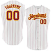 Custom White Purple Pinstripe Gold Authentic Sleeveless Baseball Jersey