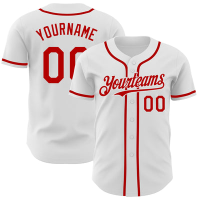 Custom White Red Authentic Baseball Jersey