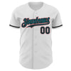 Custom White Black Teal-Red Authentic Baseball Jersey