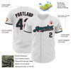 Custom White Black Teal-Red Authentic Baseball Jersey