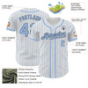 Custom White Light Blue Pinstripe Steel Gray Authentic Baseball Jersey