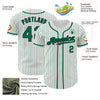 Custom White Kelly Green Pinstripe Black Authentic Baseball Jersey