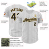 Custom White Black Pinstripe Old Gold Authentic Baseball Jersey