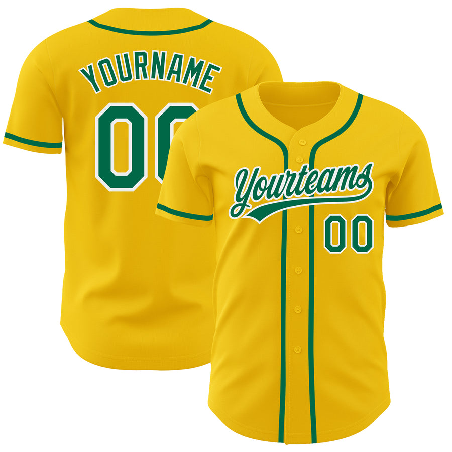 Custom Yellow Green-White Authentic Fade Fashion Baseball Jersey