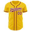 Custom Yellow Crimson-White Authentic Baseball Jersey