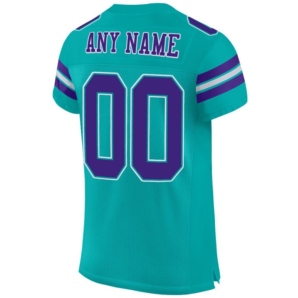 FIITG Custom Football Jersey Purple Aqua-White Mesh Authentic Men's Size:M