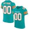 Custom Aqua White-Orange Mesh Authentic Football Jersey