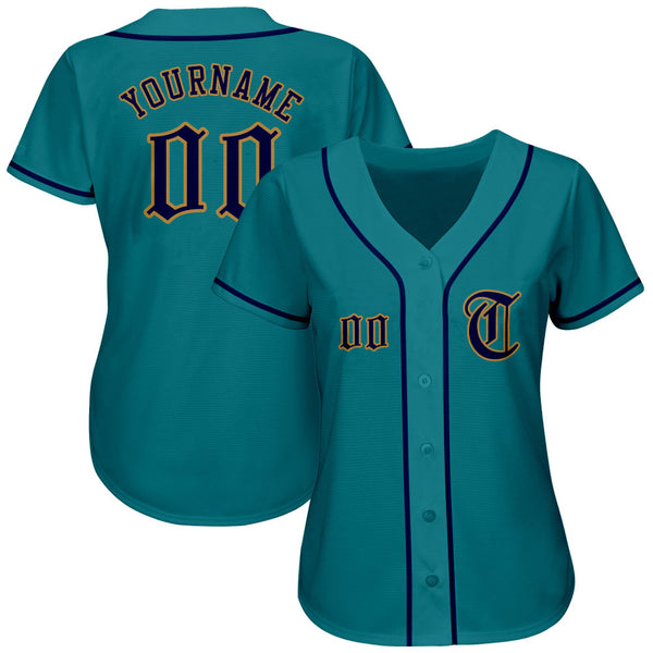 Custom Team Old Gold Baseball Navy Authentic Aqua Jersey Discount