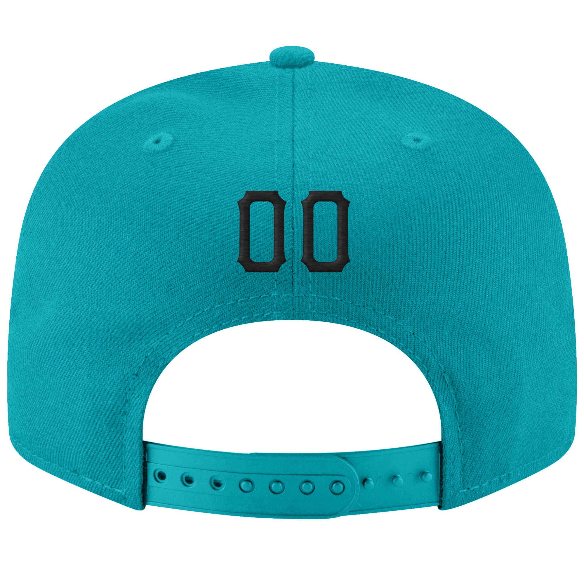 Custom Aqua Black-White Stitched Adjustable Snapback Hat