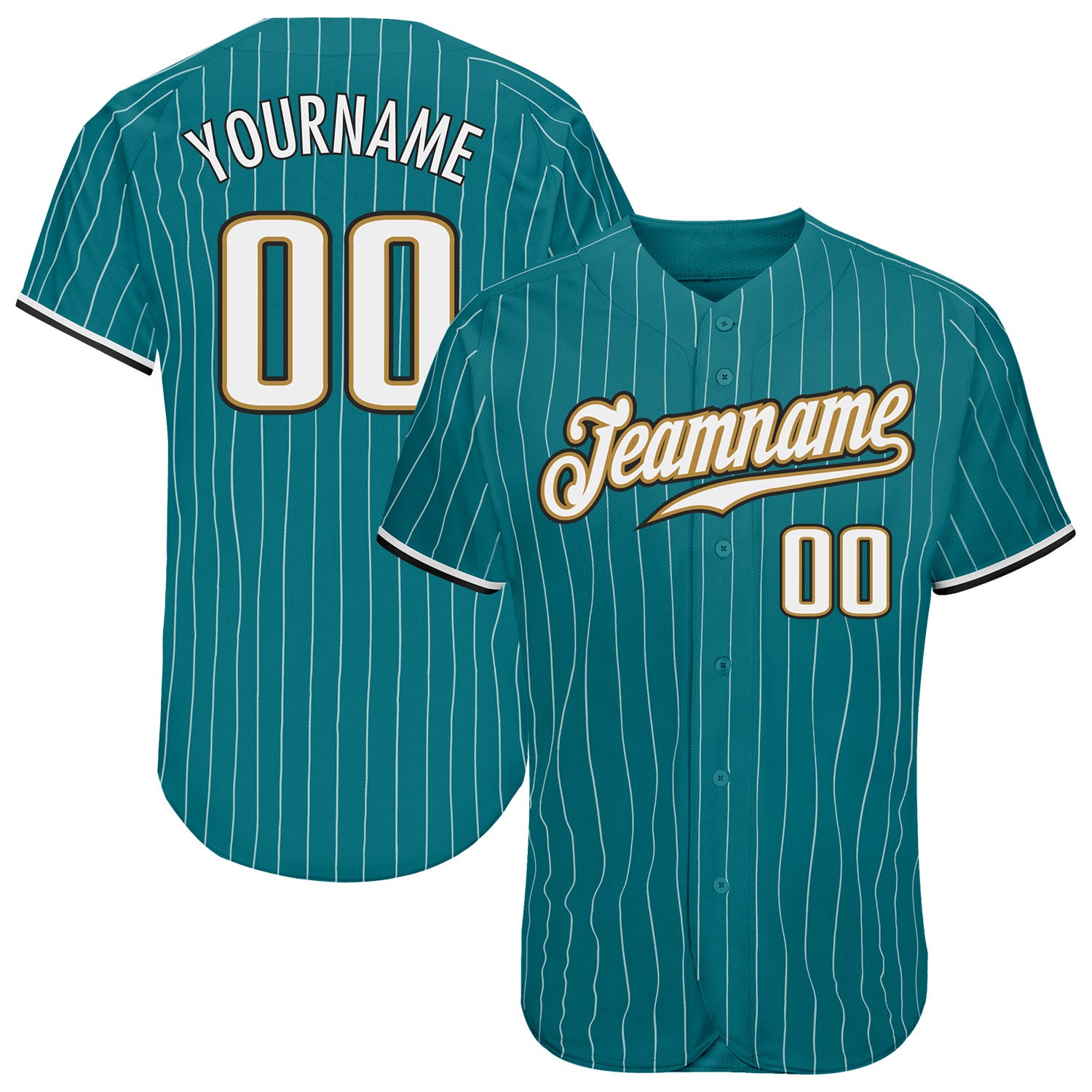  Aqua and White Pinstripe Custom Baseball Jersey