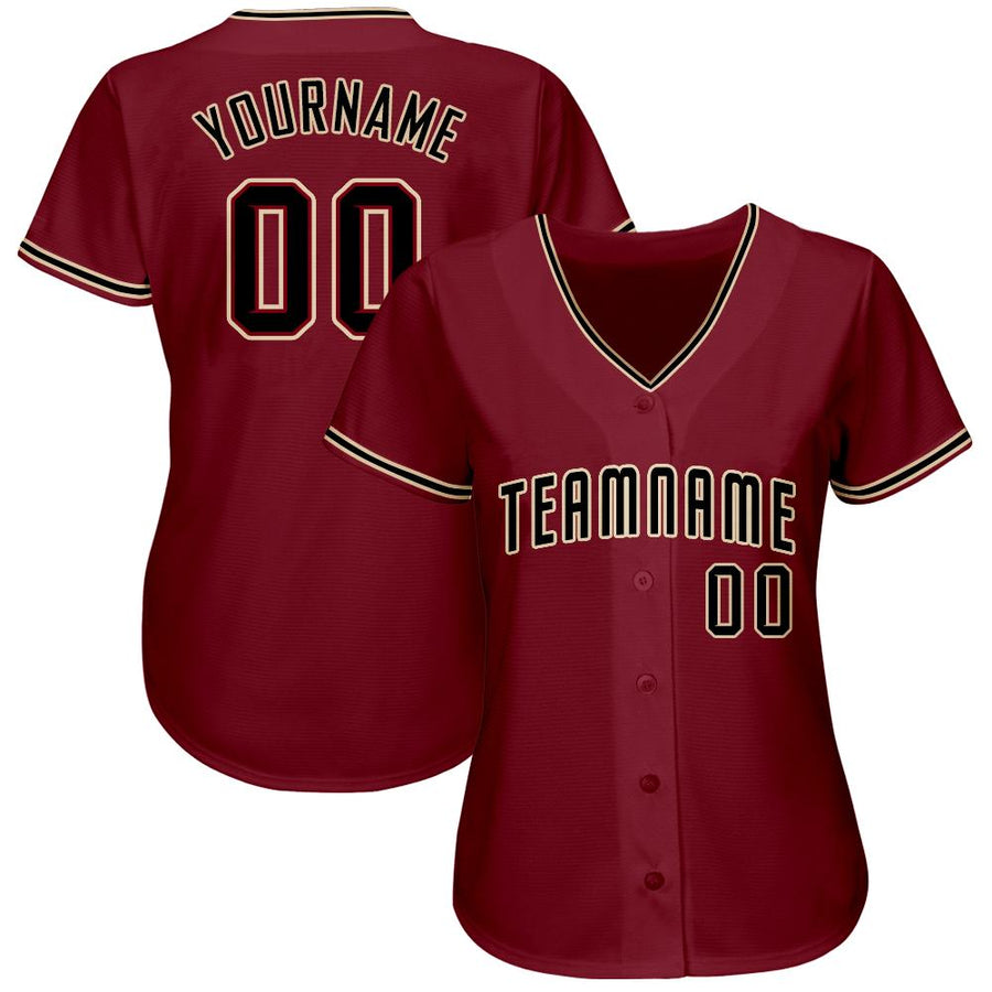 Custom Crimson Black-City Cream Baseball Jersey