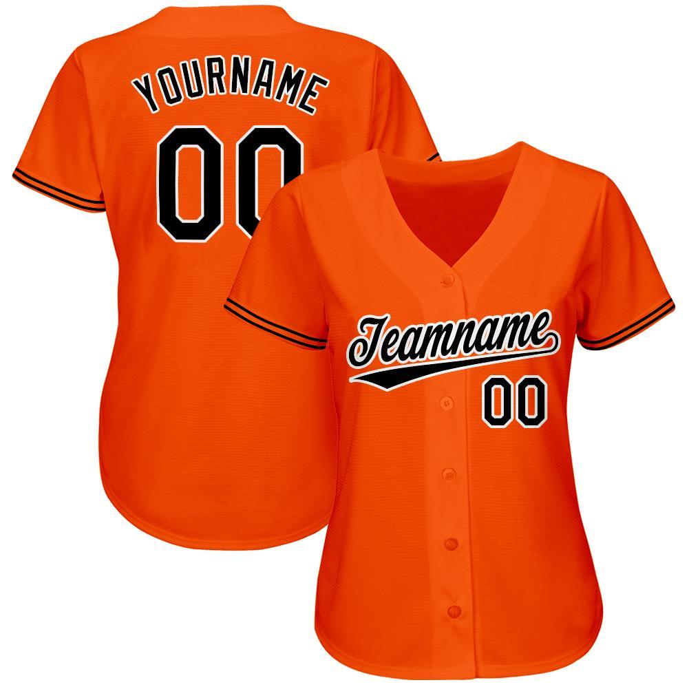 Custom Baseball Jersey Orange Black-White Authentic Men's Size:3XL