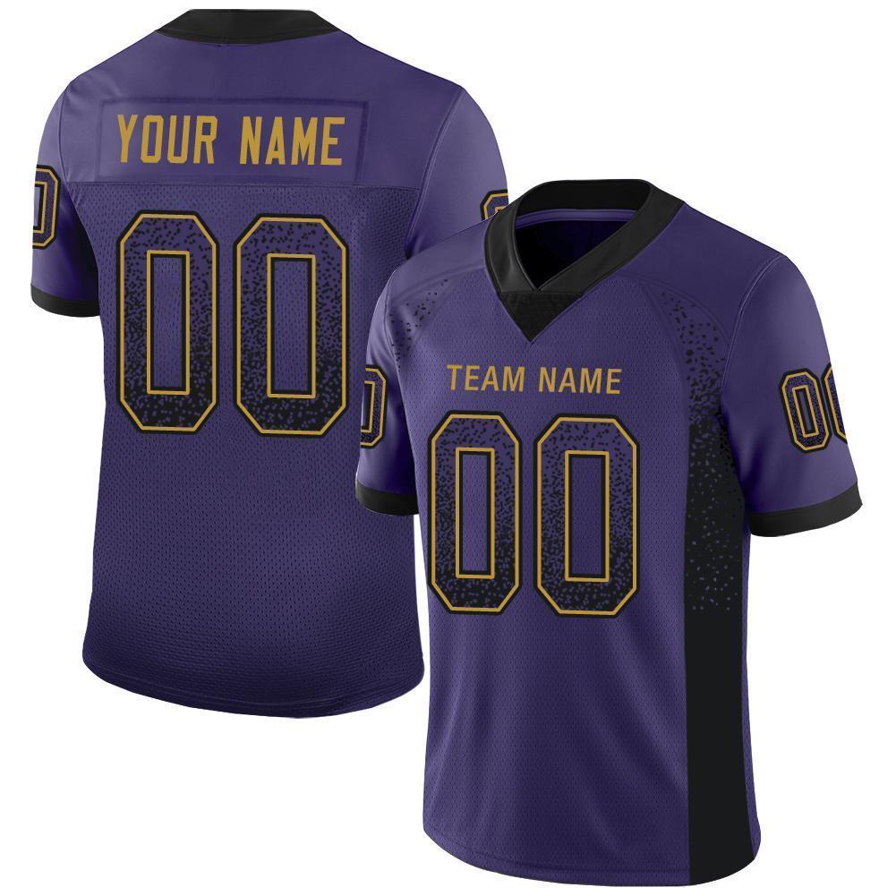 FANSIDEA Custom Black Purple-Gold Pinstripe Fade Fashion Sublimation Soccer Uniform Jersey Men's Size:3XL