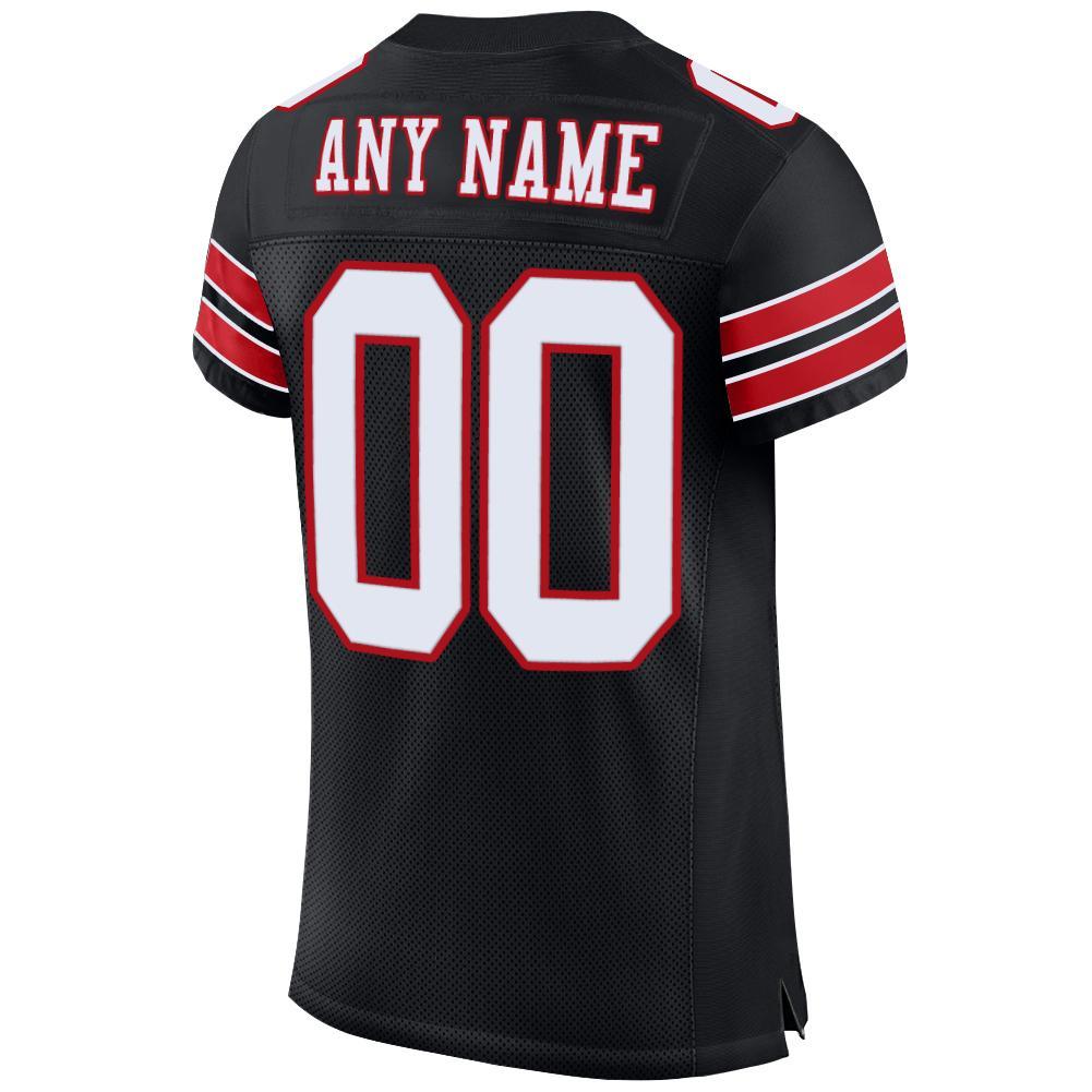 Custom Black White-Red Mesh Authentic Football Jersey