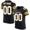 Custom Black White-Gold Mesh Authentic Football Jersey