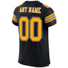 Custom Black Gold-White Mesh Authentic Football Jersey