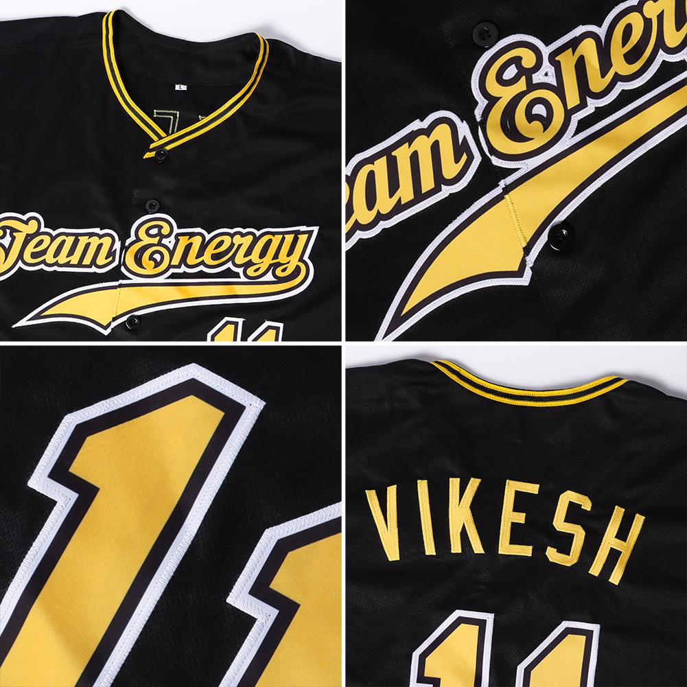 Custom Gold Black-White Baseball Jersey – FansCustom