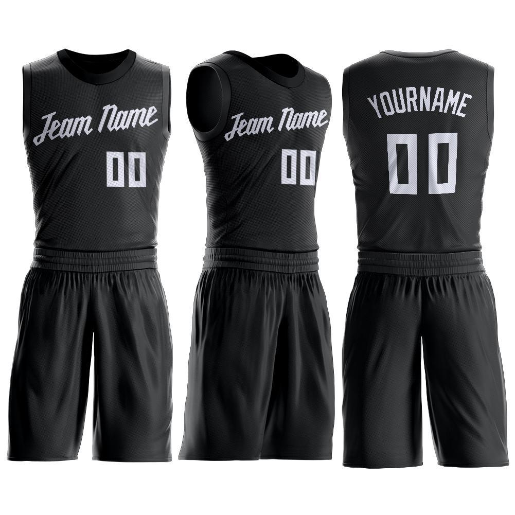 Custom Black White Round Neck Suit Basketball Jersey