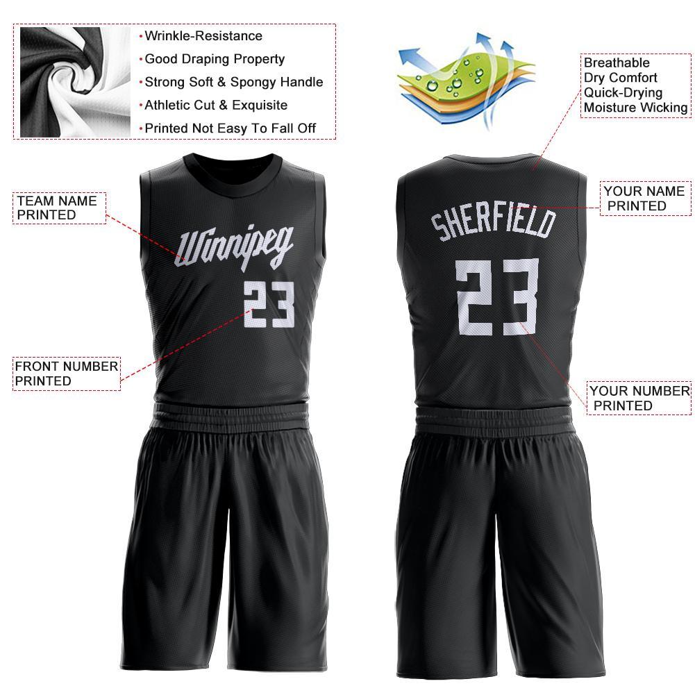 Custom Black White Round Neck Suit Basketball Jersey