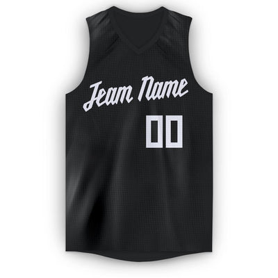 Custom Black White V-Neck Basketball Jersey