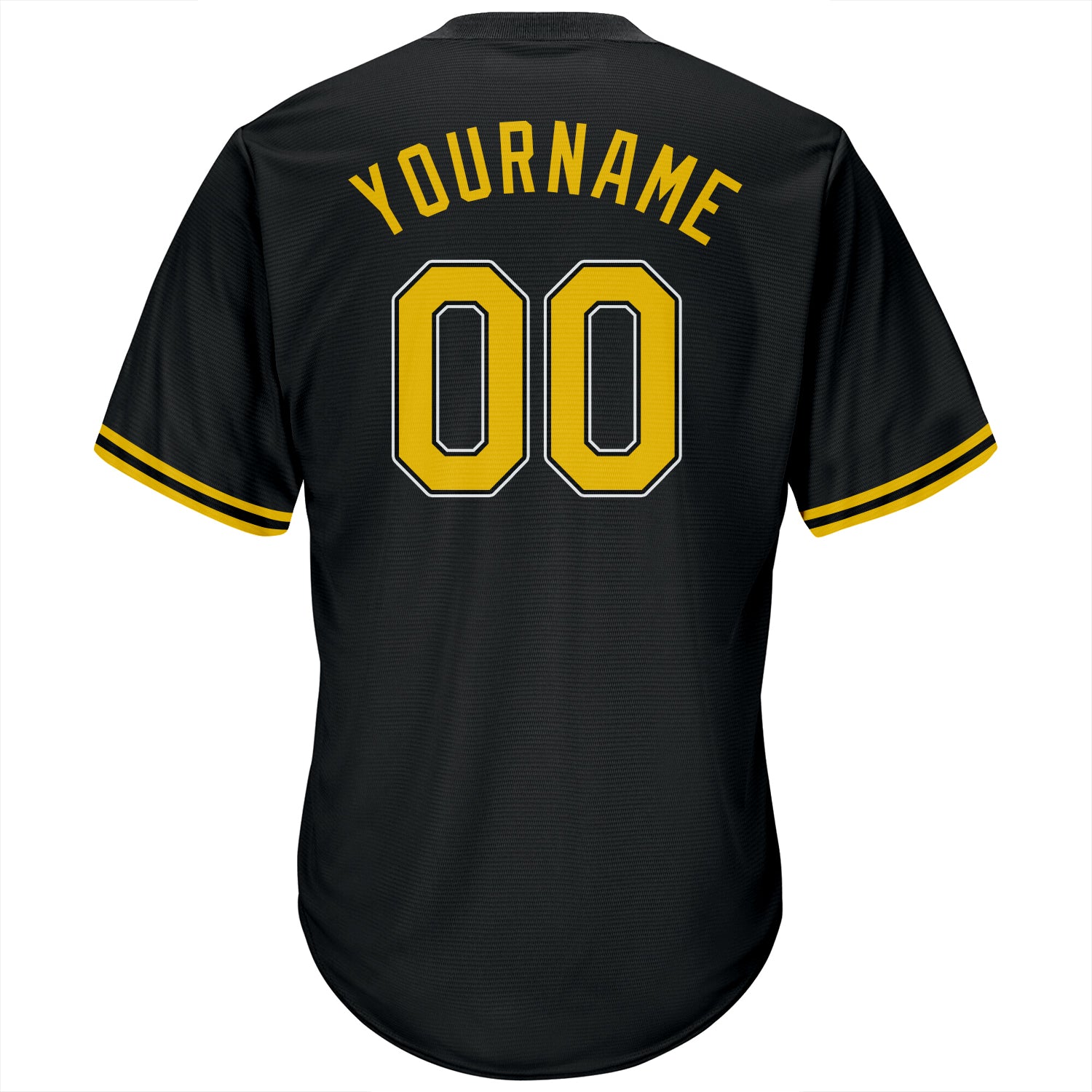 Custom Black Gold-White Authentic Throwback Rib-Knit Baseball Jersey Shirt