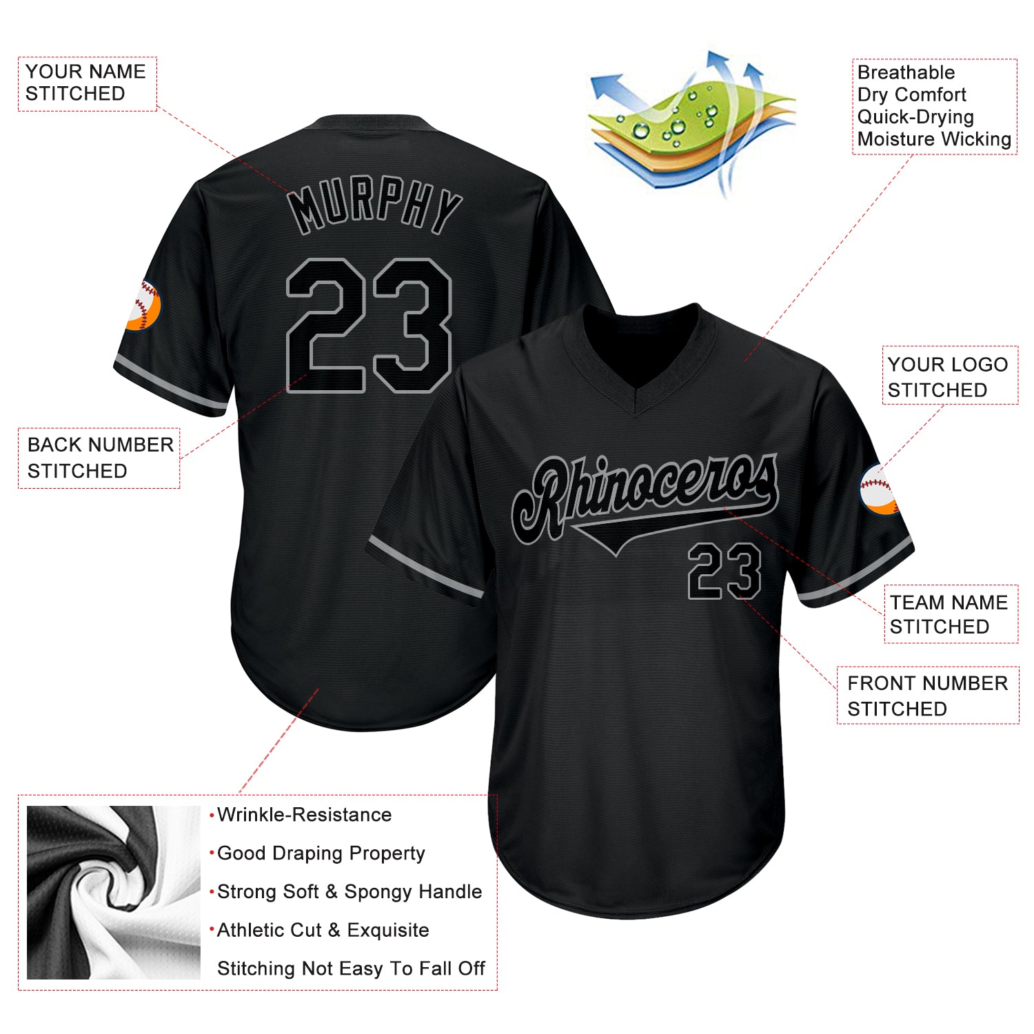 Custom Black Black-Gray Authentic Throwback Rib-Knit Baseball Jersey Shirt