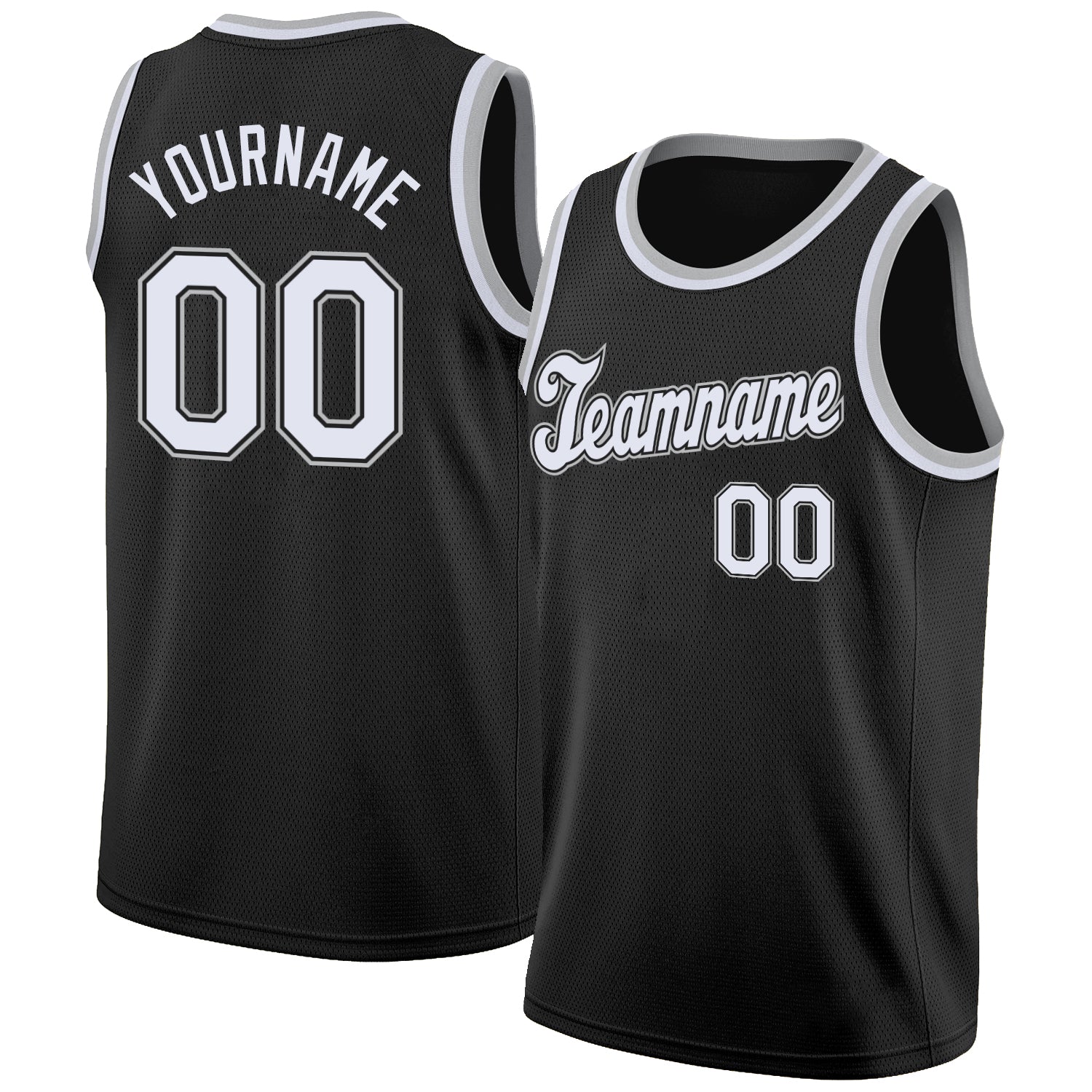 Custom Silver Gray White Round Neck Basketball Jersey Youth Size:M