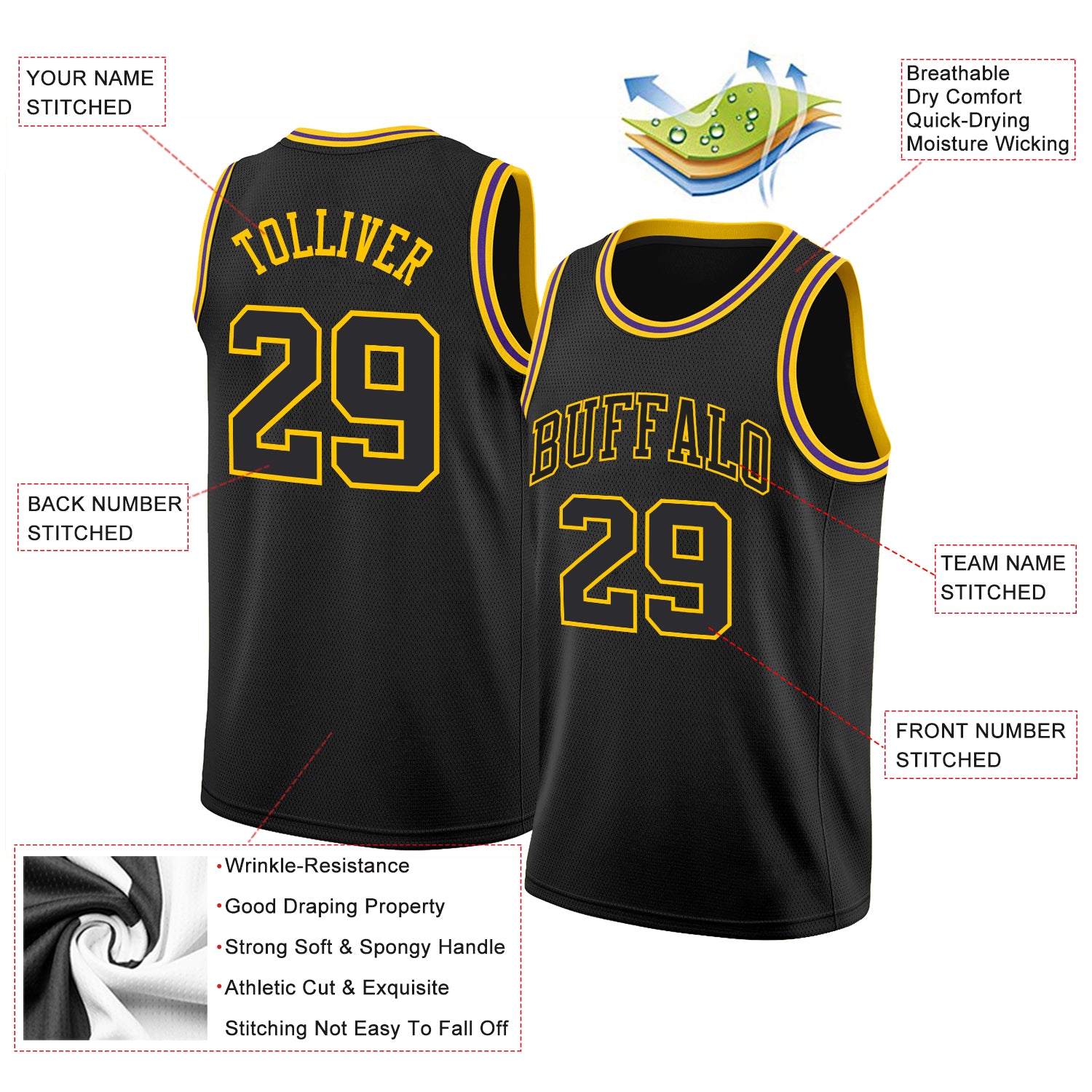 FANSIDEA Custom Maroon Black-Gold Authentic Throwback Basketball Jersey Men's Size:L