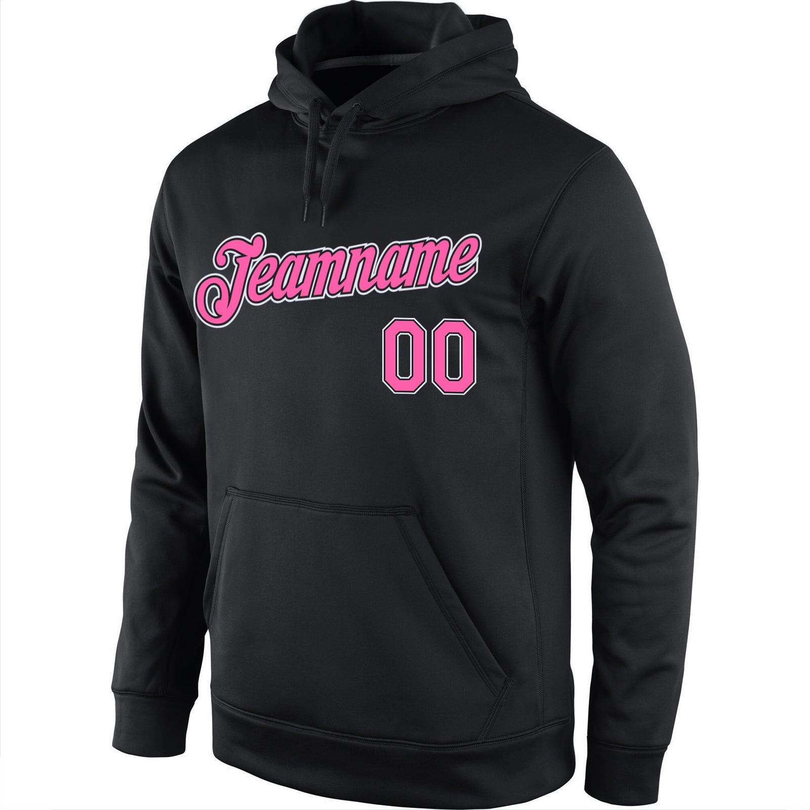 Custom Stitched Black Pink-White Sports Pullover Sweatshirt Hoodie