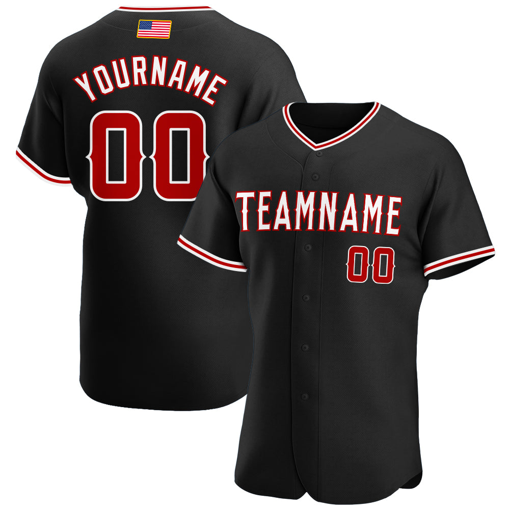 Cheap Custom Red White-Black Authentic Two Tone Baseball Jersey
