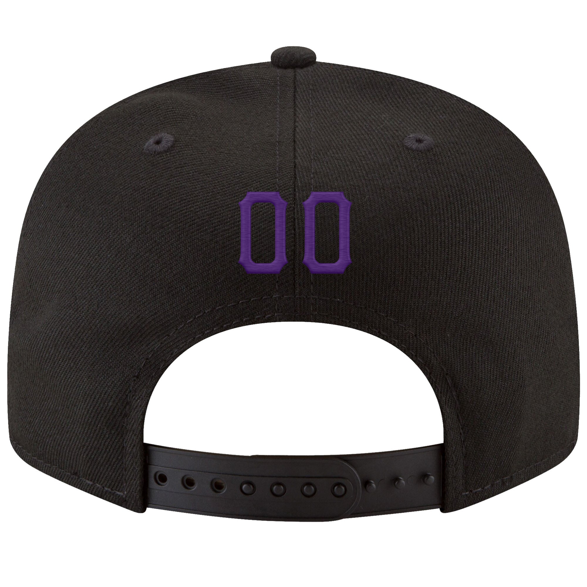 Custom Black Purple-Gold Stitched Adjustable Snapback Hat